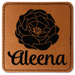 Fall Flowers Faux Leather Iron On Patch - Square (Personalized)
