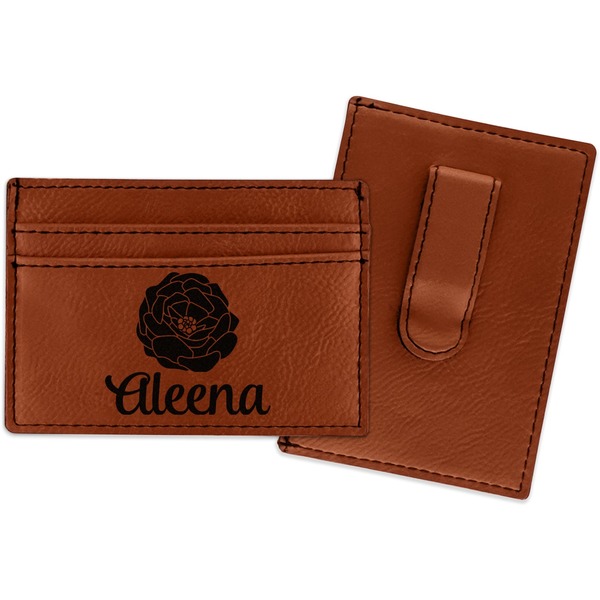 Custom Fall Flowers Leatherette Wallet with Money Clip (Personalized)