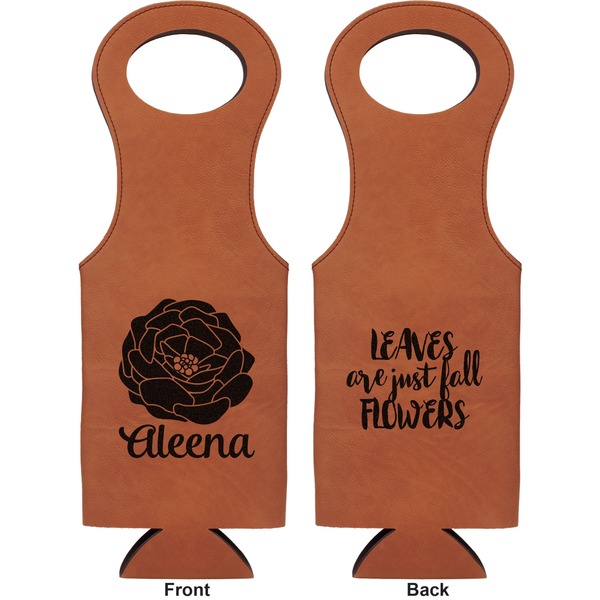 Fall Flowers Leatherette Wine Tote Double Sided - Front and Back