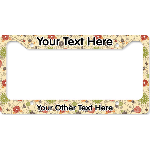 Custom Fall Flowers License Plate Frame - Style B (Personalized)