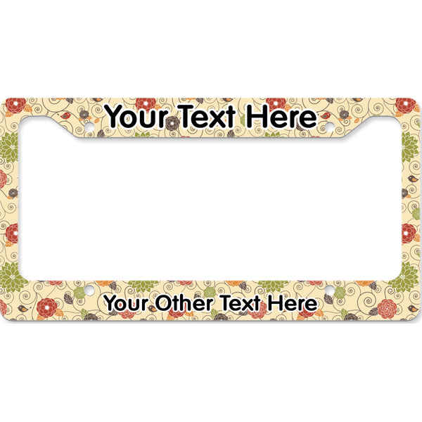 Fall Flowers License Plate Frame Wide