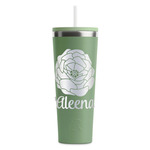 Fall Flowers RTIC Everyday Tumbler with Straw - 28oz - Light Green - Single-Sided (Personalized)