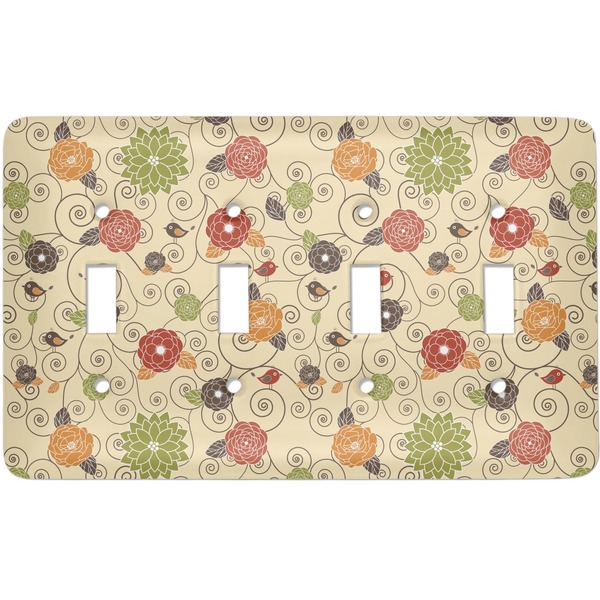 Custom Fall Flowers Light Switch Cover (4 Toggle Plate)