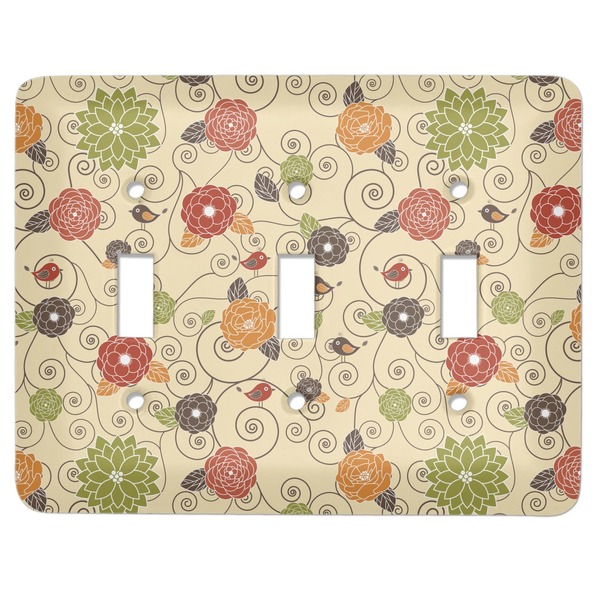 Custom Fall Flowers Light Switch Cover (3 Toggle Plate)
