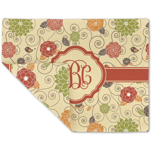 Custom Fall Flowers Double-Sided Linen Placemat - Single w/ Monogram