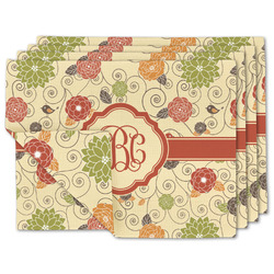 Fall Flowers Linen Placemat w/ Monogram