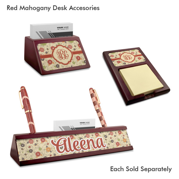 Fall Flowers Mahogany Desk Accessories