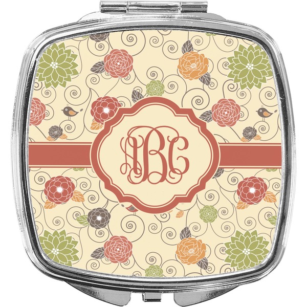 Custom Fall Flowers Compact Makeup Mirror (Personalized)