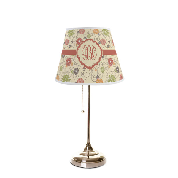 Fall Flowers Poly Film Empire Lampshade - On Stand