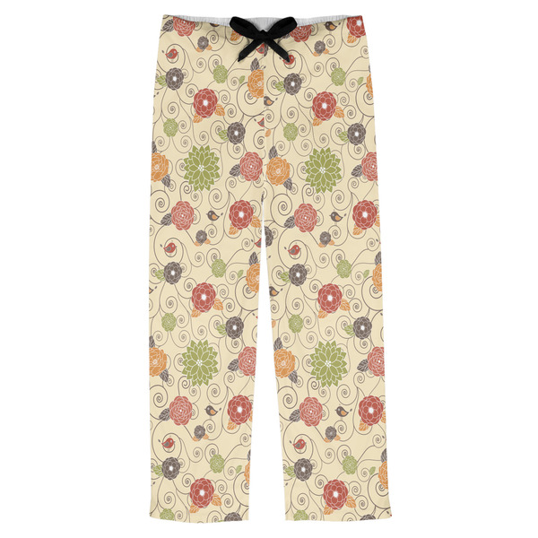 Custom Fall Flowers Mens Pajama Pants - S