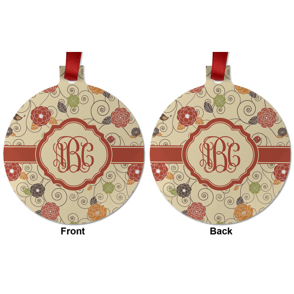 Fall Flowers Metal Ball Ornament - Front and Back