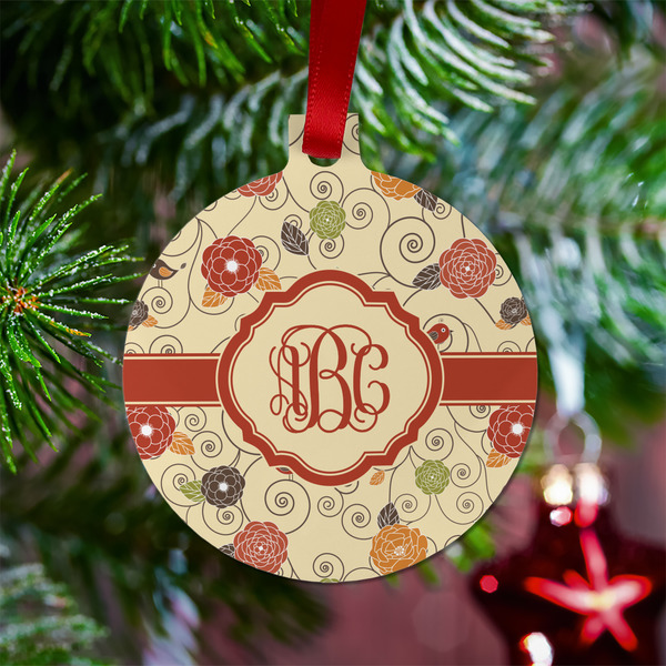 Fall Flowers Metal Ball Ornament - Lifestyle