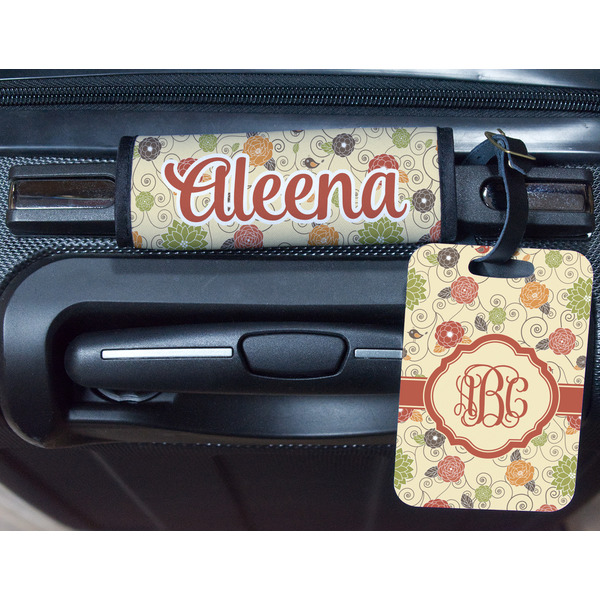 Fall Flowers Metal Luggage Tag & Handle Wrap - In Context