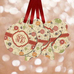 Fall Flowers Metal Ornaments - Double Sided w/ Monogram