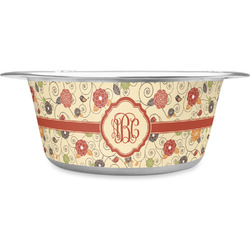 Fall Flowers Stainless Steel Dog Bowl - Large (Personalized)
