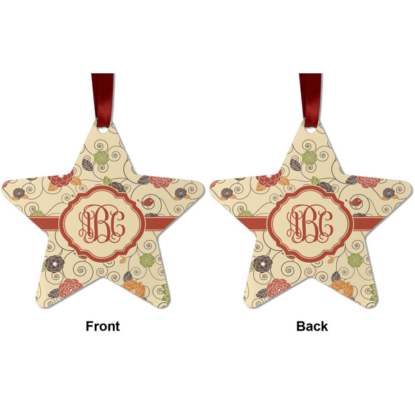 Fall Flowers Metal Star Ornament - Front and Back