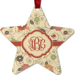Fall Flowers Metal Star Ornament - Double Sided w/ Monogram