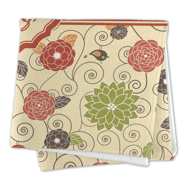 Fall Flowers Microfiber Dish Rag - FOLDED (square)