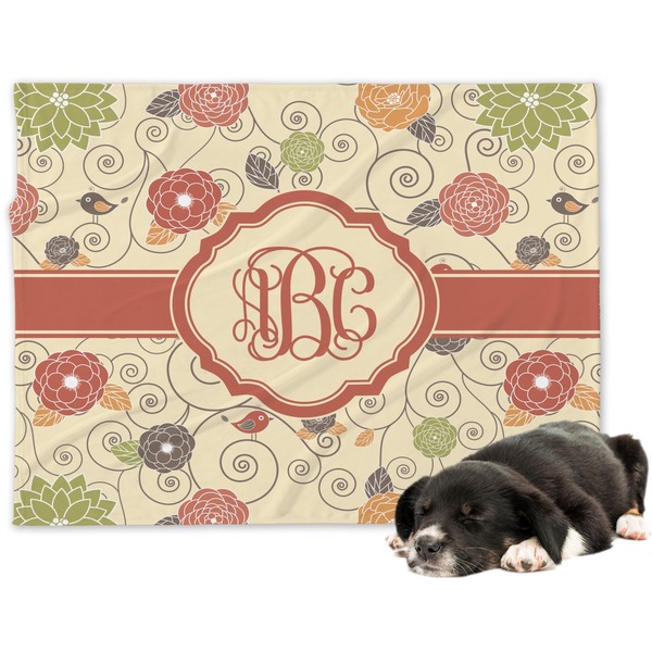 Custom Fall Flowers Dog Blanket - Large (Personalized)