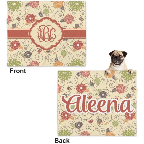 Fall Flowers Microfleece Dog Blanket - Large- Front & Back