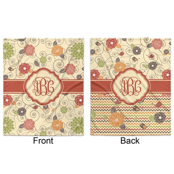 Fall Flowers Minky Blanket - 50"x60" - Double Sided - Front & Back