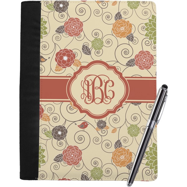 Custom Fall Flowers Notebook Padfolio - Large w/ Monogram