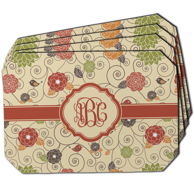 Fall Flowers Dining Table Mat - Octagon w/ Monogram