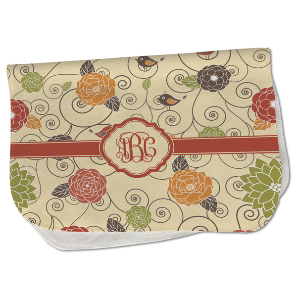 Custom Fall Flowers Burp Cloth - Fleece w/ Monogram