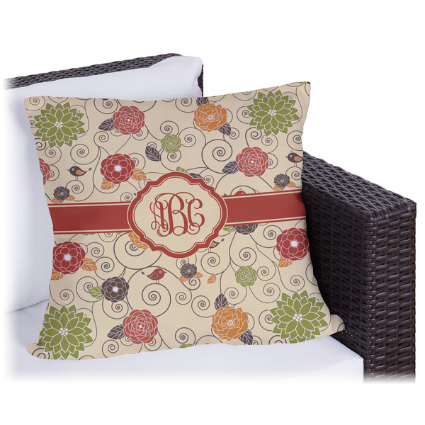 Custom Fall Flowers Outdoor Pillow - 16" (Personalized)