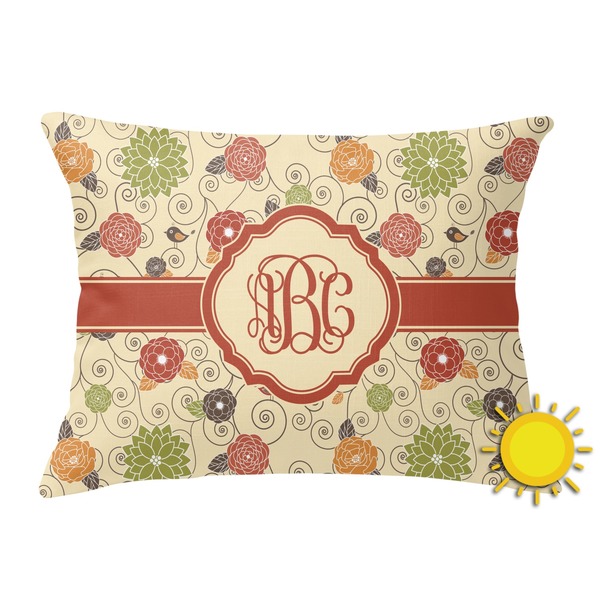 Custom Fall Flowers Outdoor Throw Pillow (Rectangular) (Personalized)