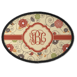 Fall Flowers Iron On Oval Patch w/ Monogram