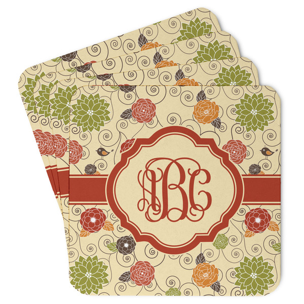 Custom Fall Flowers Paper Coasters w/ Monograms