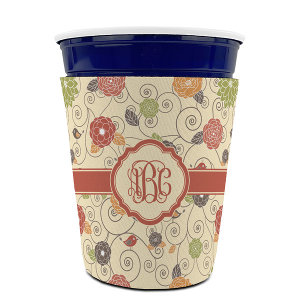 Fall Flowers Party Cup Sleeves - without bottom - FRONT (on cup)