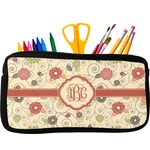 Fall Flowers Neoprene Pencil Case - Small w/ Monogram