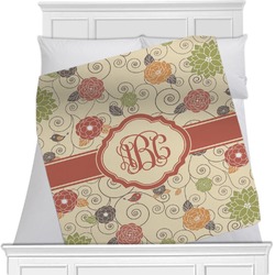 Fall Flowers Minky Blanket - Toddler / Throw - 60"x50" - Single Sided (Personalized)