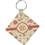 Fall Flowers Diamond Plastic Keychain w/ Monogram