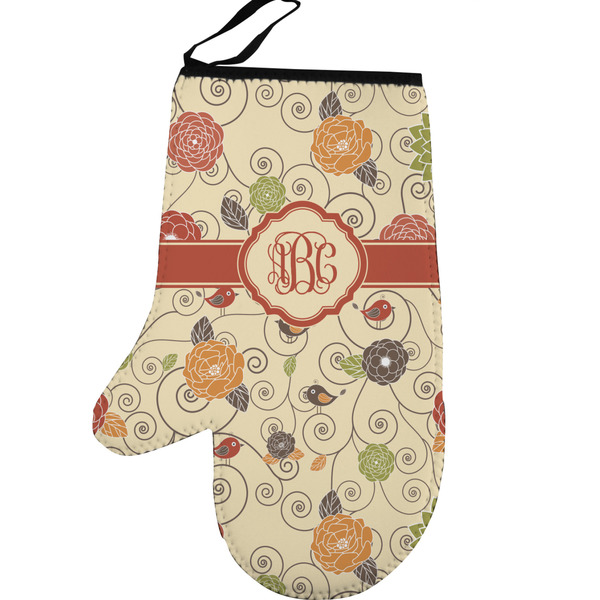 Fall Flowers Personalized Oven Mitt - Left