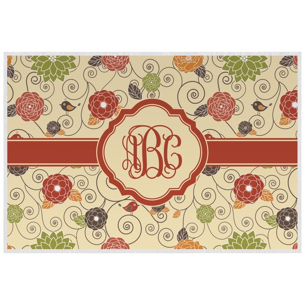 Custom Fall Flowers Laminated Placemat w/ Monogram