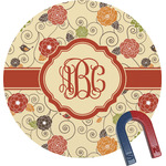 Fall Flowers Round Fridge Magnet (Personalized)