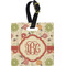 Fall Flowers Plastic Luggage Tag - Square w/ Monogram
