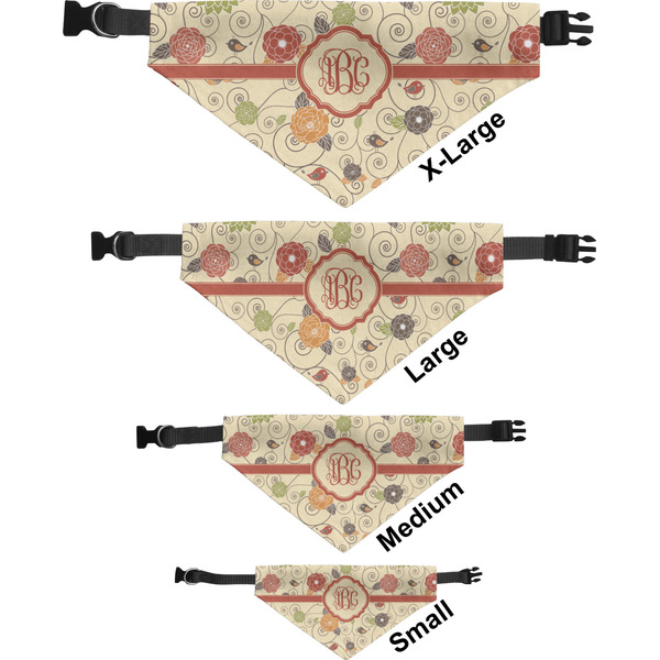 Fall Flowers Pet Bandana Sizes