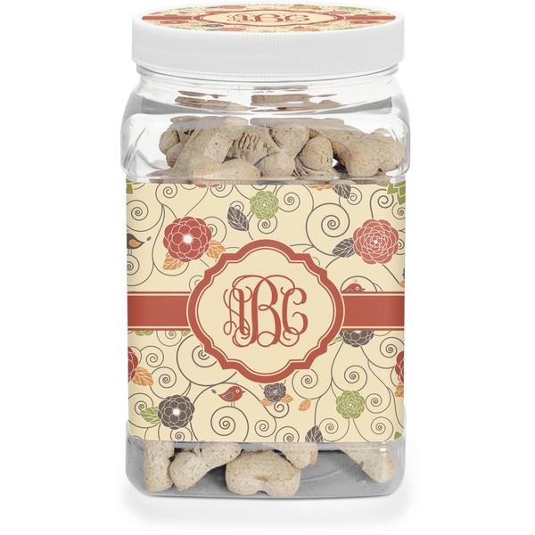 Custom Fall Flowers Dog Treat Jar (Personalized)