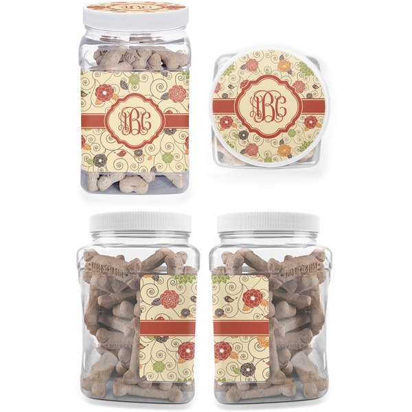 Fall Flowers Pet Treat Jar - Multiple Angles