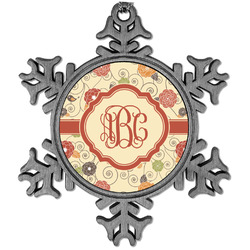 Fall Flowers Vintage Snowflake Ornament (Personalized)