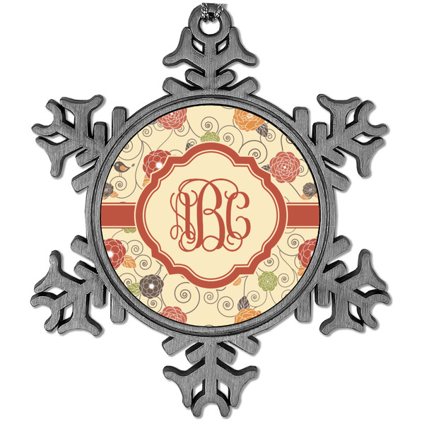 Custom Fall Flowers Vintage Snowflake Ornament (Personalized)