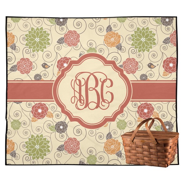 Custom Fall Flowers Outdoor Picnic Blanket (Personalized)
