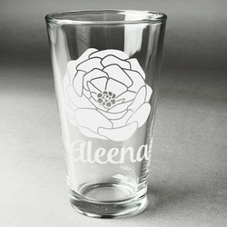 Fall Flowers Pint Glass - Engraved (Personalized)