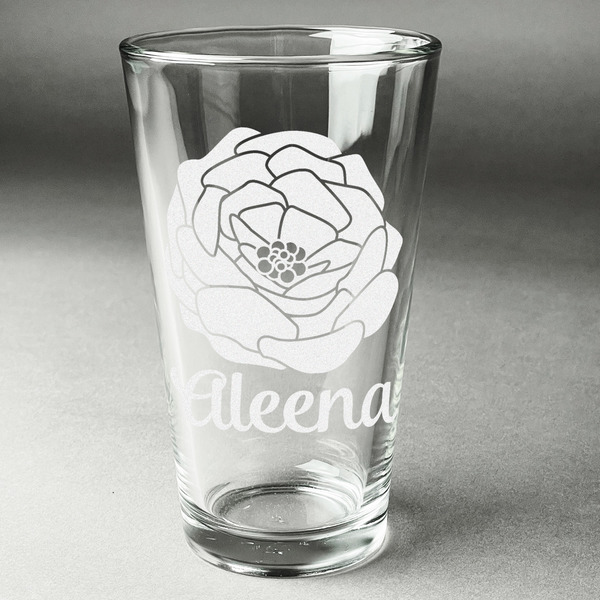 Custom Fall Flowers Pint Glass - Engraved (Personalized)