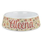 Fall Flowers Plastic Dog Bowl - Large (Personalized)
