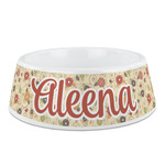 Fall Flowers Plastic Dog Bowl (Personalized)